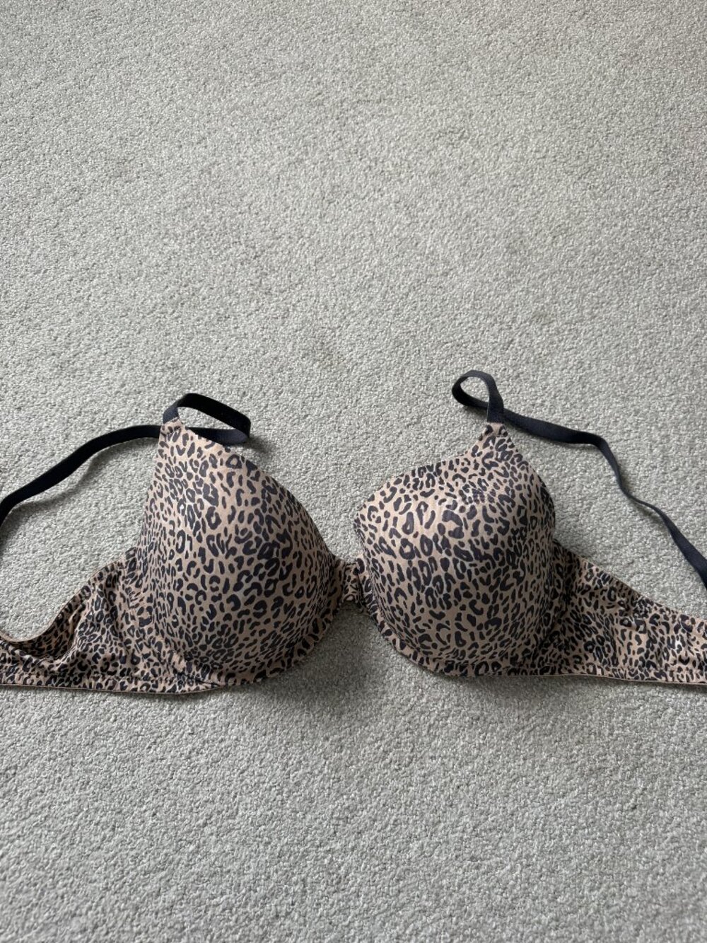 PINK Victoria's Secret Leopard Print Bra Beige Black Women's Size 38D